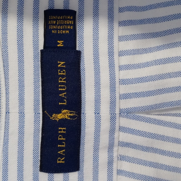 🐎Ralph Lauren🐎 - Men's Blue/White Stripe L/S Oxford Button Down - Picture 4 of 15
